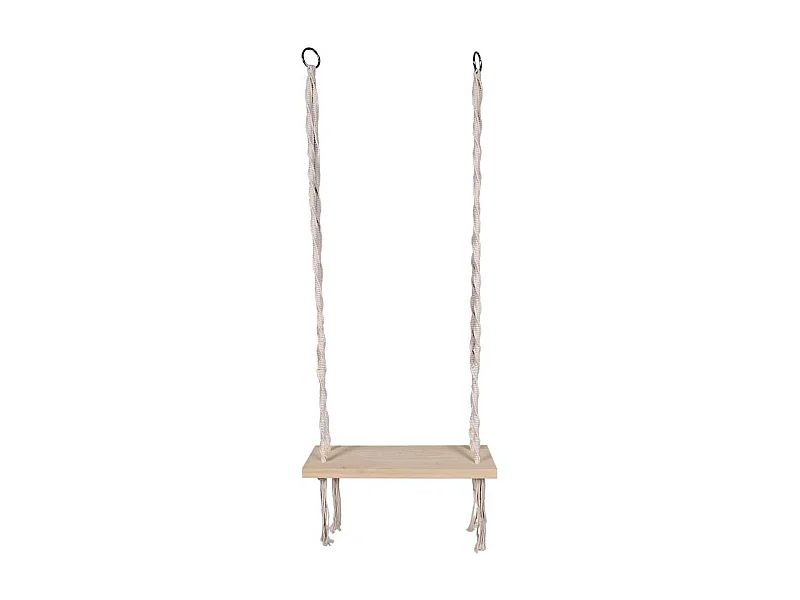 Balançoire en coton tressé macramé et assise pin naturel - ALANIA