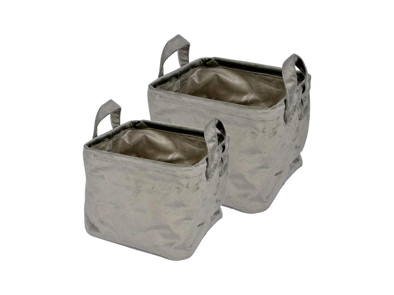 Lot de 2 Panières Carrées "Velvet" 20cm Kaki