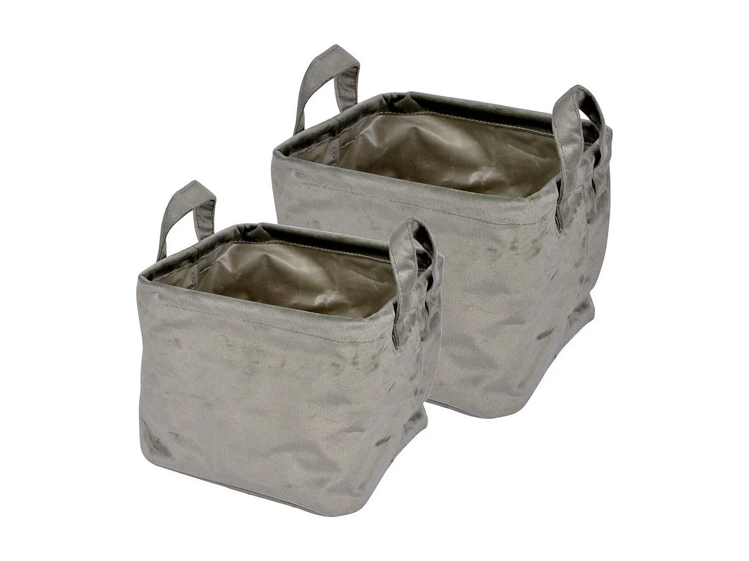 Lot de 2 Panières Carrées "Velvet" 20cm Kaki