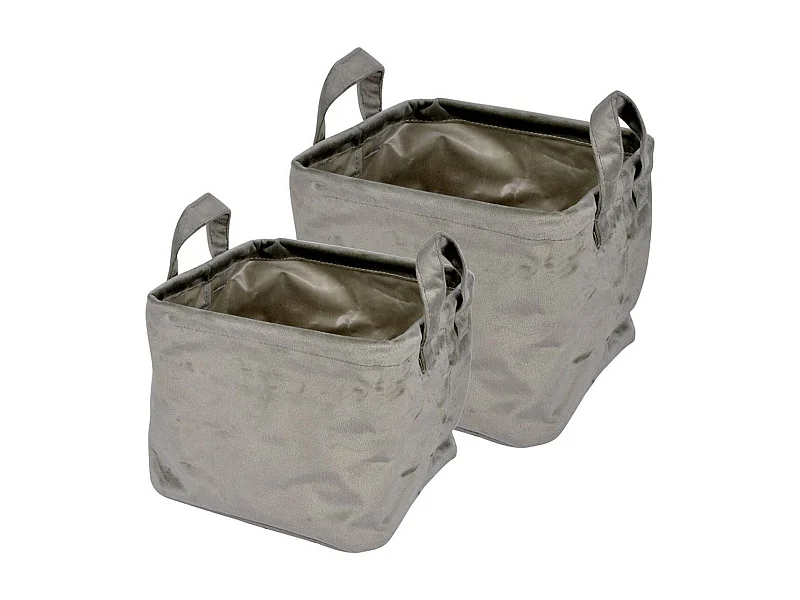 Lot de 2 Panières Carrées "Velvet" 20cm Kaki