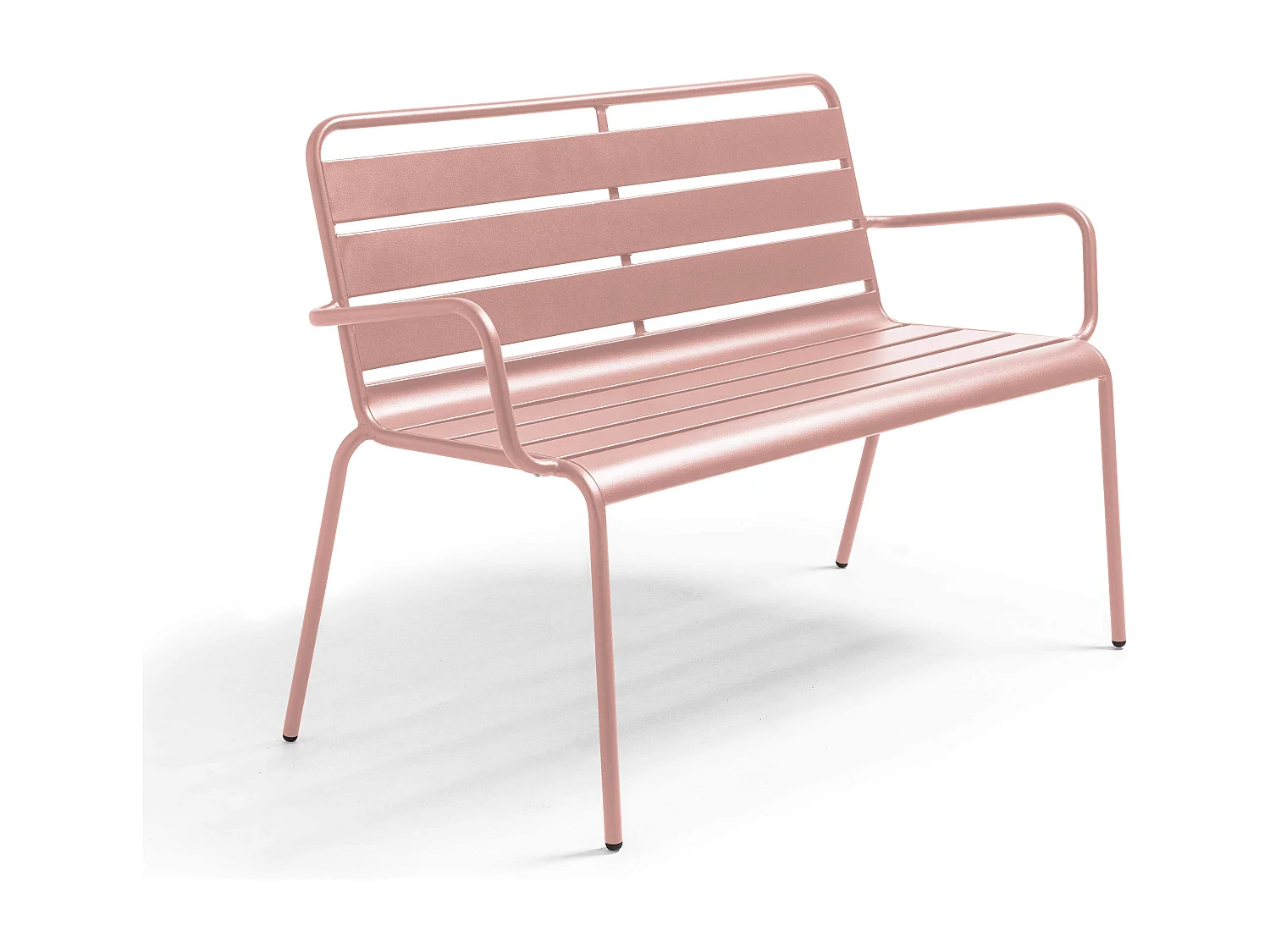 Banc de jardin en métal rose poudré - Palavas