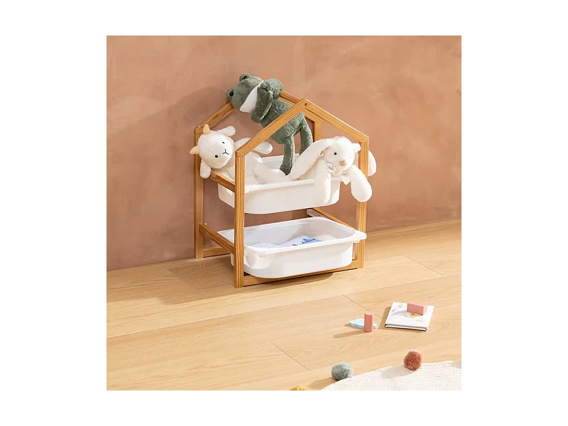 Meuble de Rangement 2 Bacs "Bako" 54cm Blanc