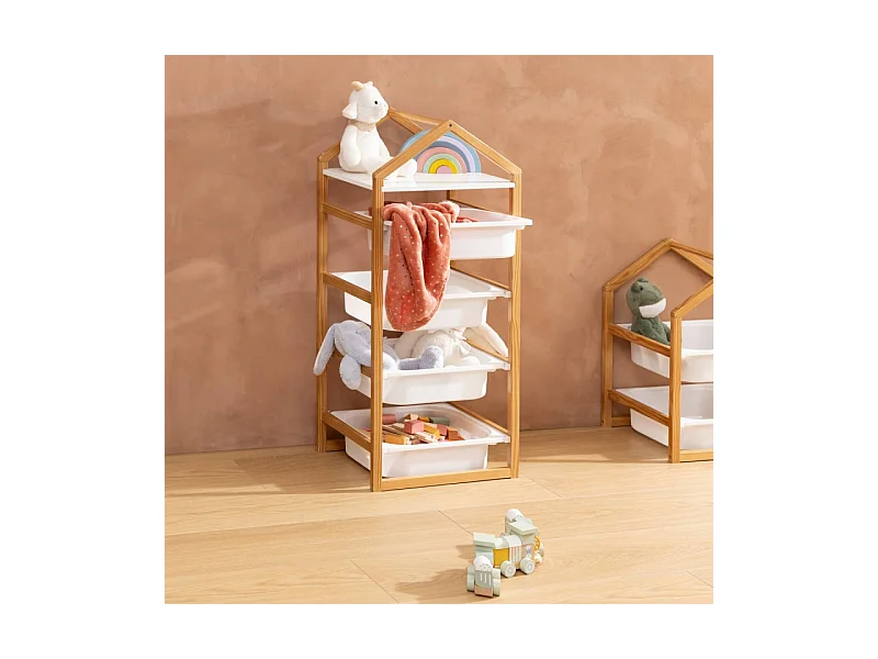 Meuble de Rangement 4 Bacs "Bako" 94cm Blanc