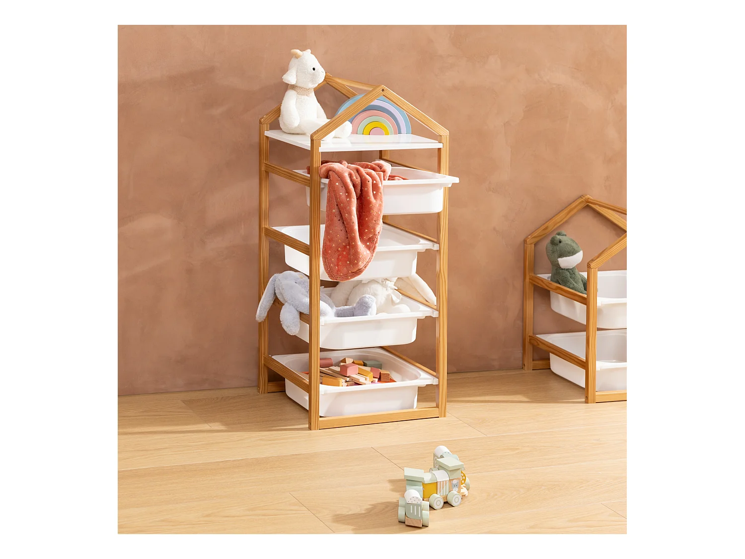 Meuble de Rangement 4 Bacs "Bako" 94cm Blanc