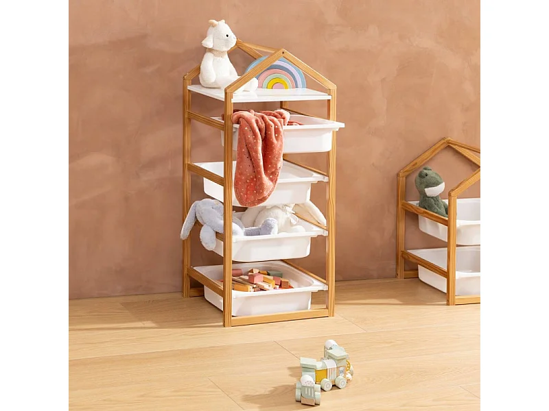 Meuble de Rangement 4 Bacs "Bako" 94cm Blanc