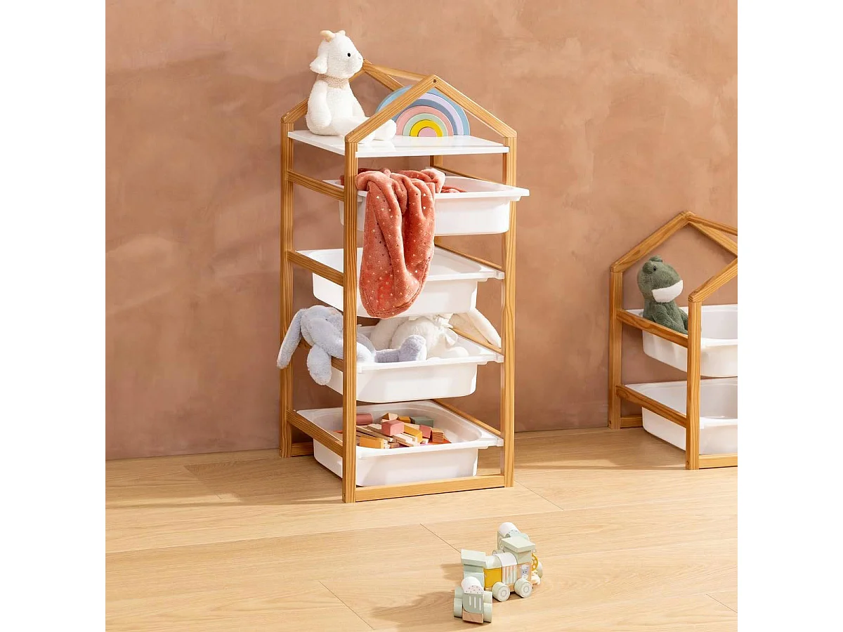 Meuble de Rangement 4 Bacs "Bako" 94cm Blanc