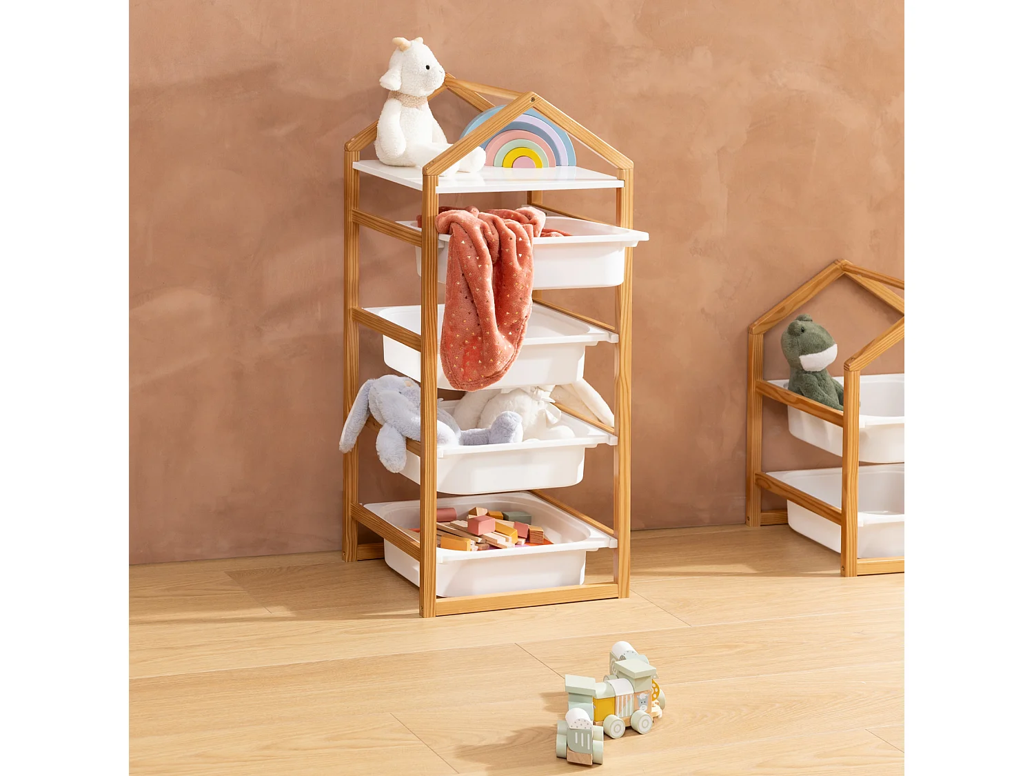 Meuble de Rangement 4 Bacs "Bako" 94cm Blanc