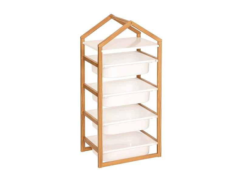 Meuble de Rangement 4 Bacs "Bako" 94cm Blanc