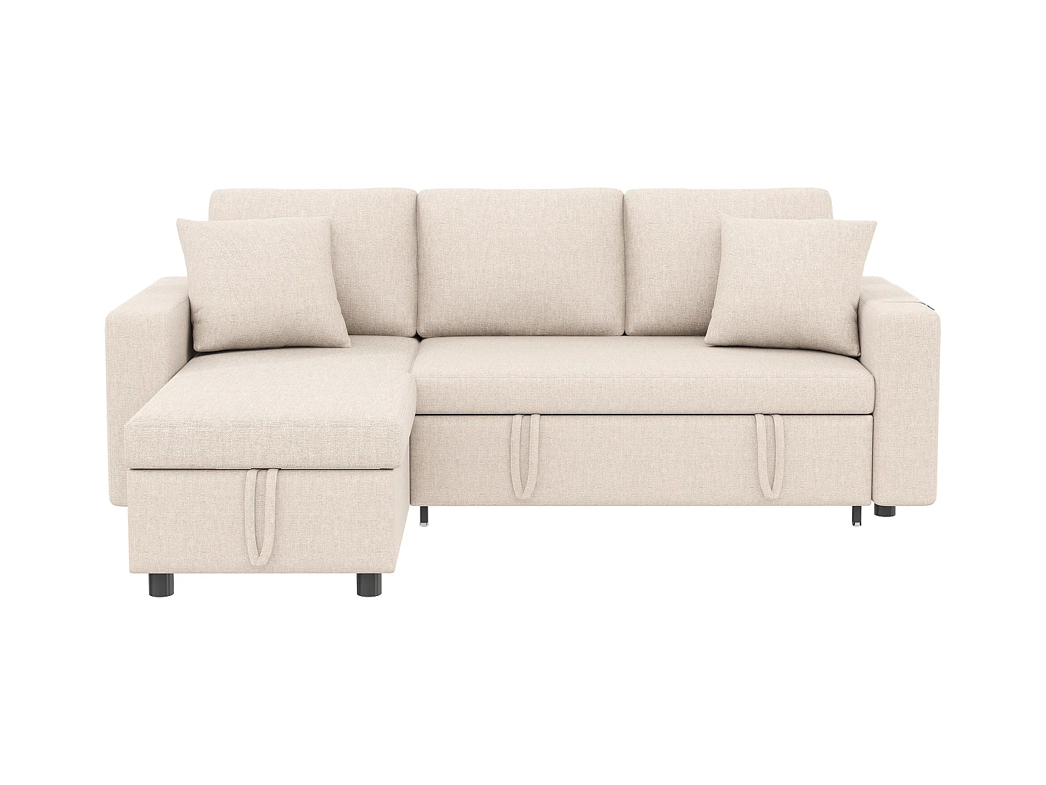 Canapé en L 219.5x142.5x83cm - avec rangement - avec fonction veille - interchangeable gauche et droite - beige