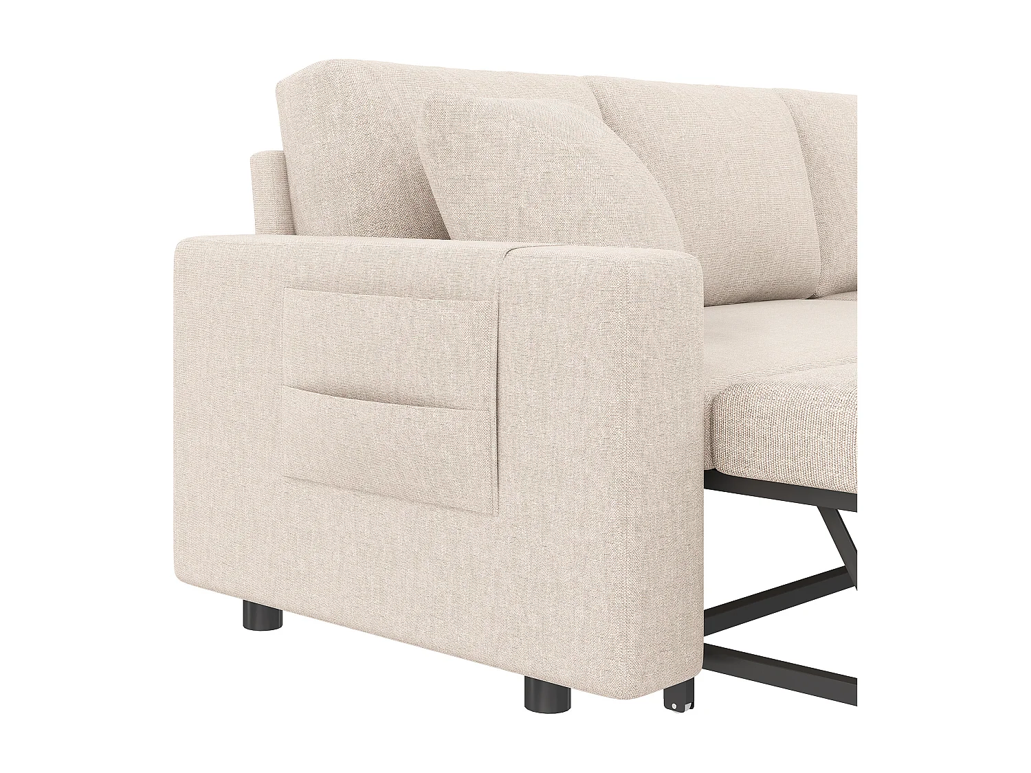 Canapé en L 219.5x142.5x83cm - avec rangement - avec fonction veille - interchangeable gauche et droite - beige