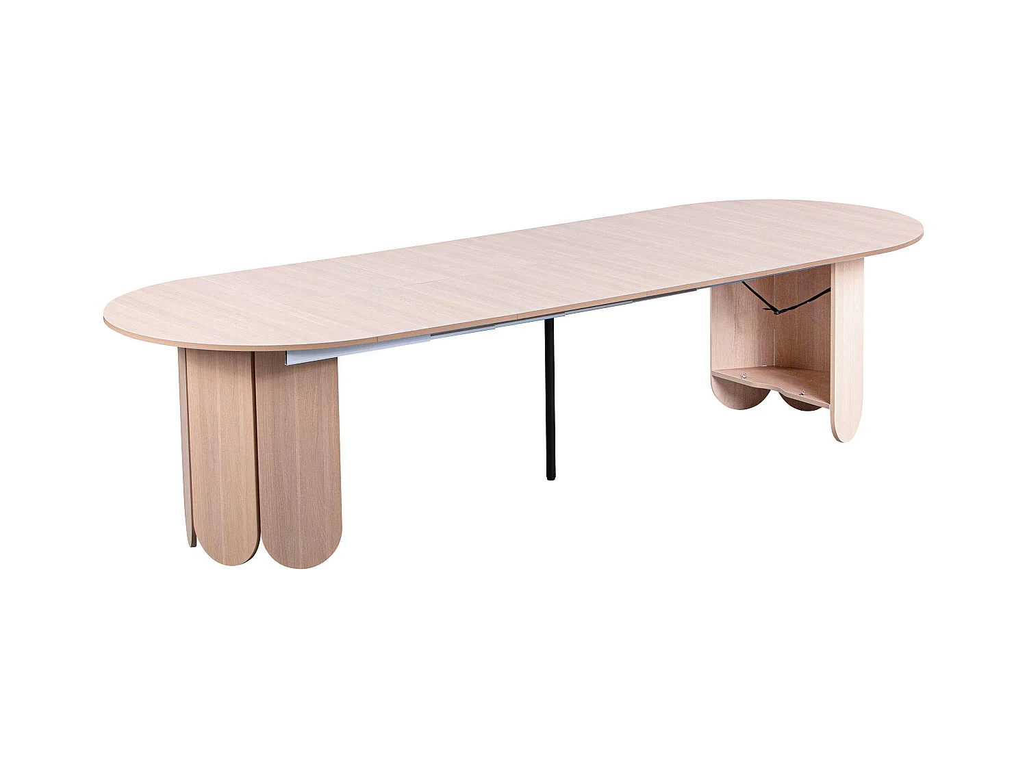 Table ronde style japandi extensible 310cm Tulipa rallonges intégrées Bois clair