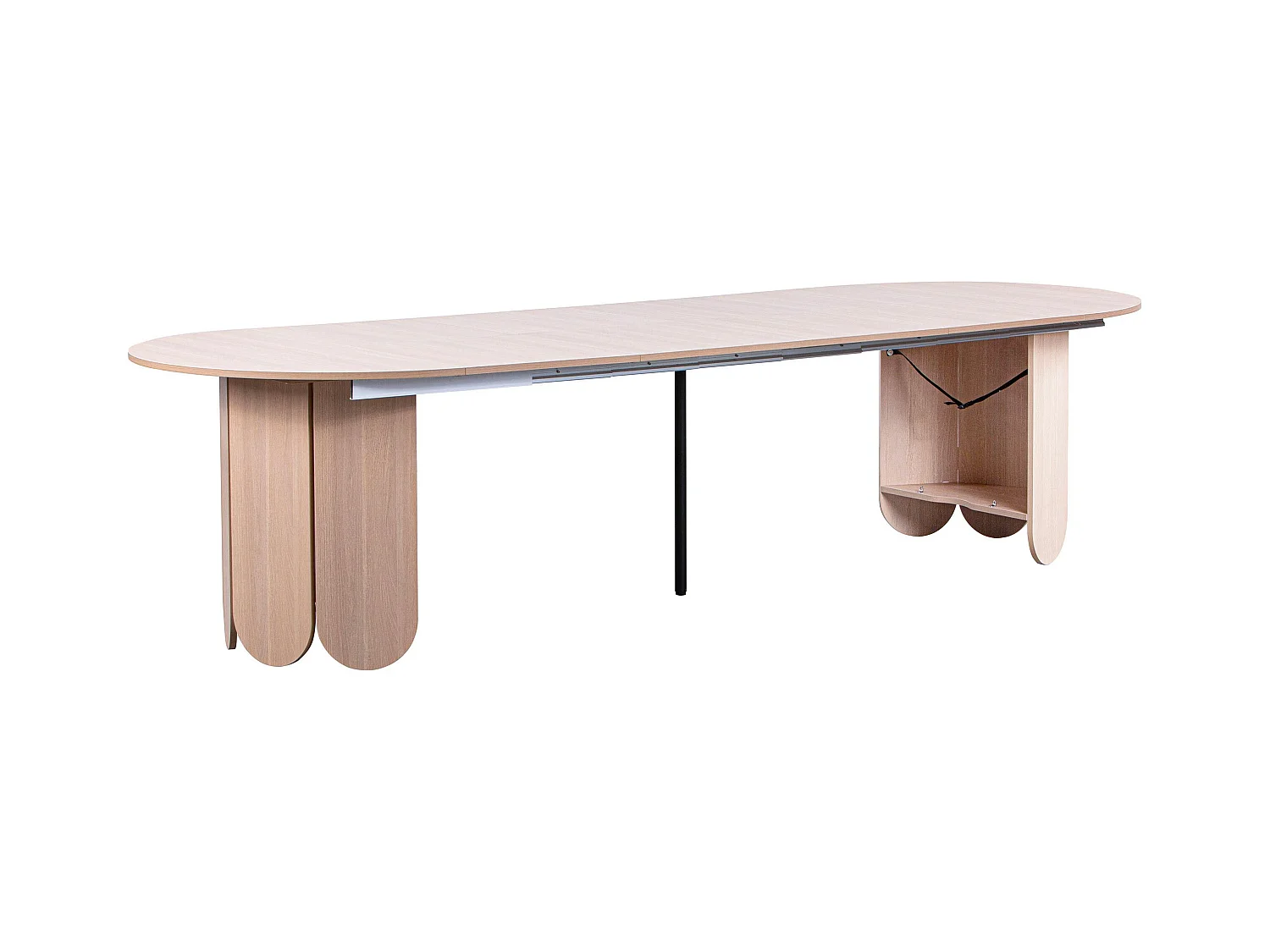 Table ronde style japandi extensible 310cm Tulipa rallonges intégrées Bois clair