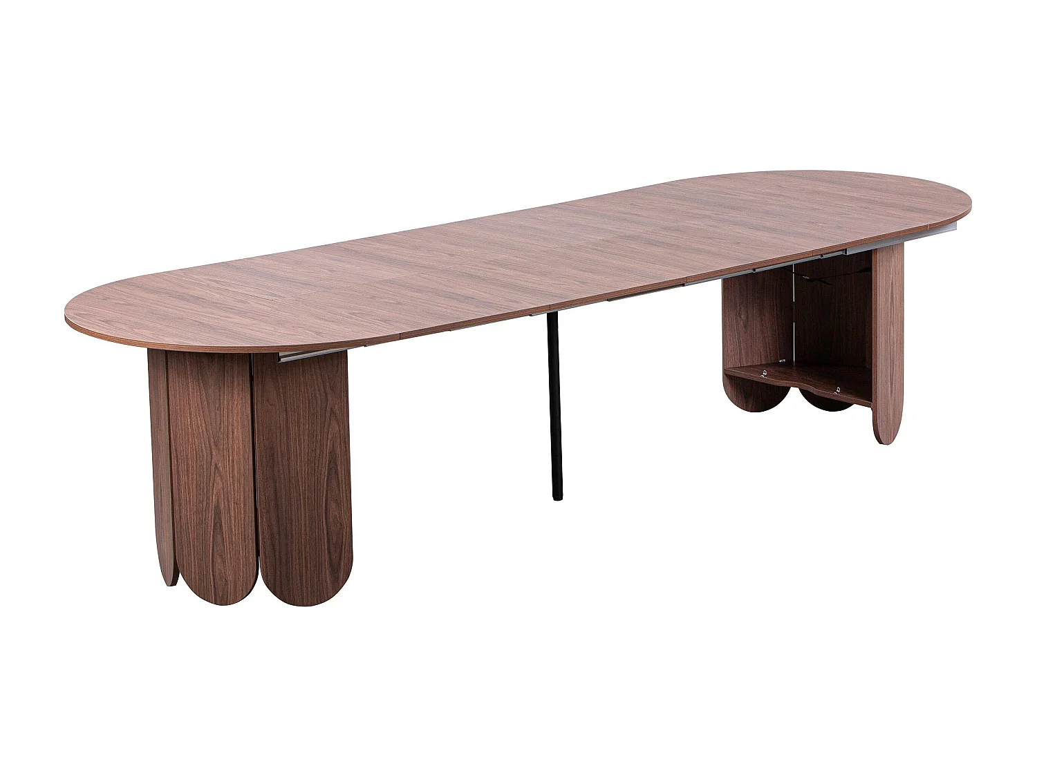 Table ronde style japandi extensible 310cm Tulipa rallonges intégrées Bois noisette