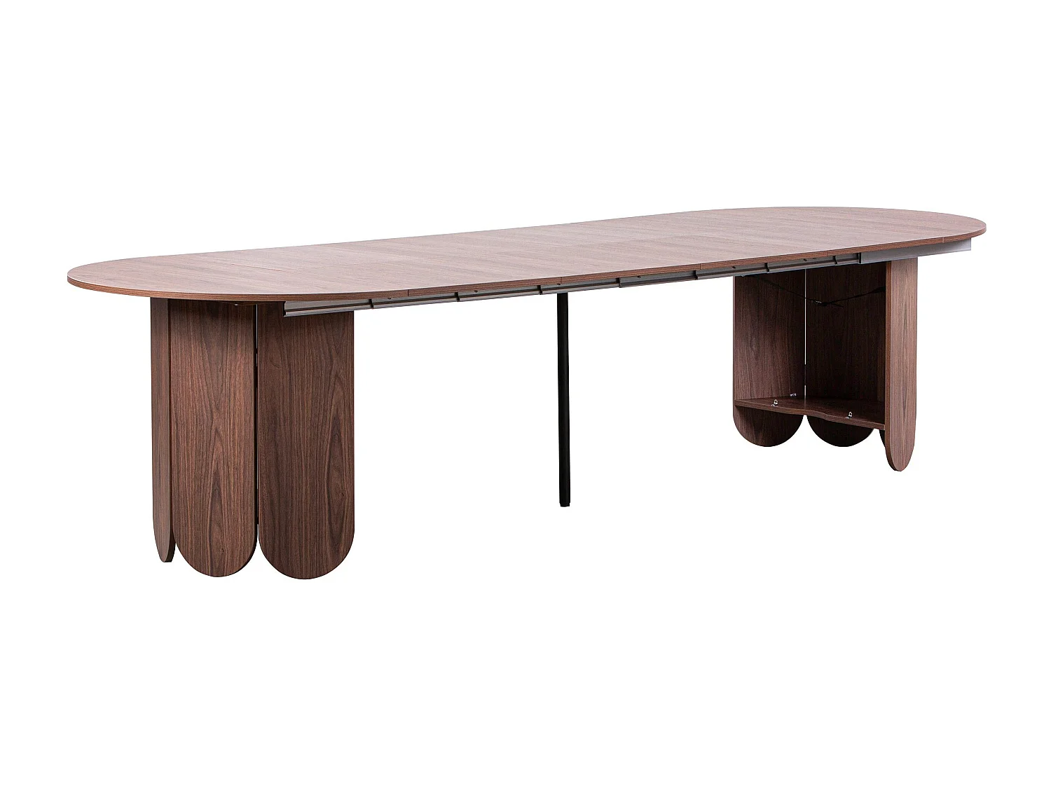 Table ronde style japandi extensible 310cm Tulipa rallonges intégrées Bois noisette