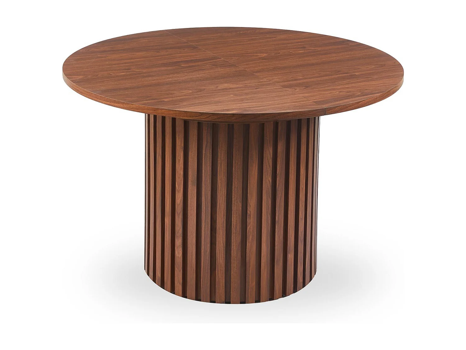 Table ronde extensible pied central style colonne Burkina 120-160cm Bois Noisette