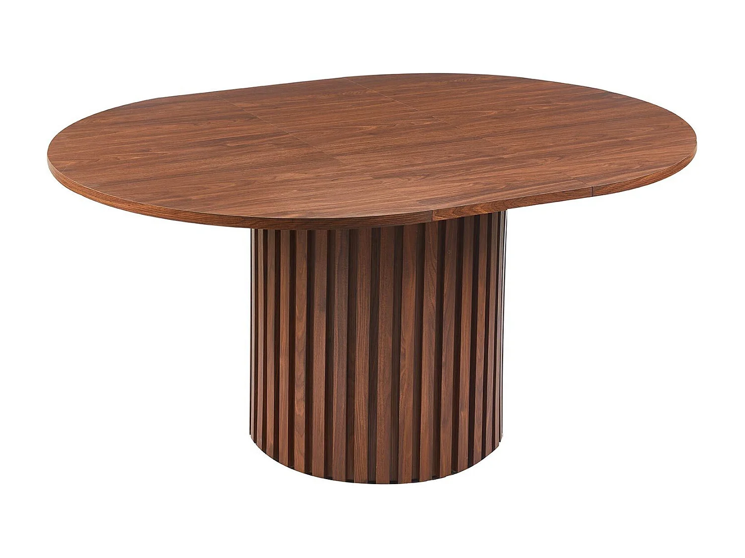 Table ronde extensible pied central style colonne Burkina 120-160cm Bois Noisette