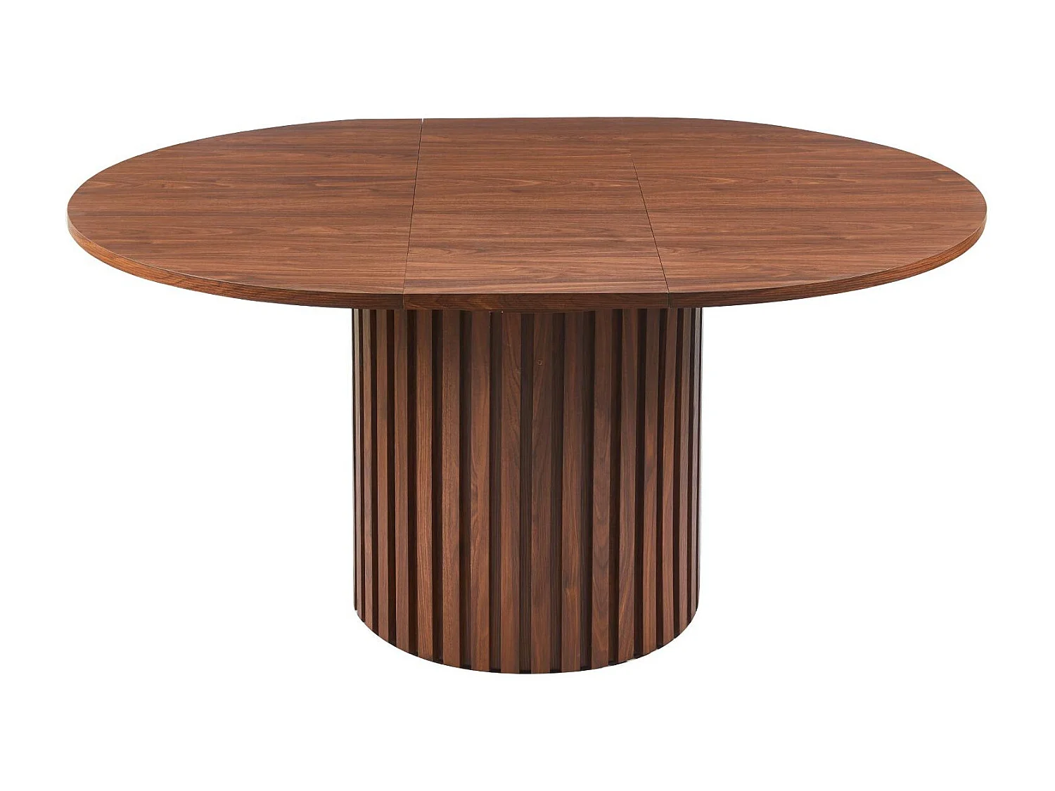 Table ronde extensible pied central style colonne Burkina 120-160cm Bois Noisette