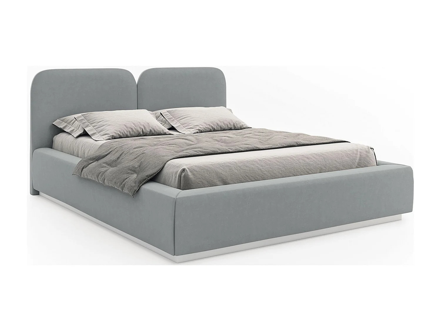 Lit tapissé avec LED 140×200 - velours - gris - COMOVES