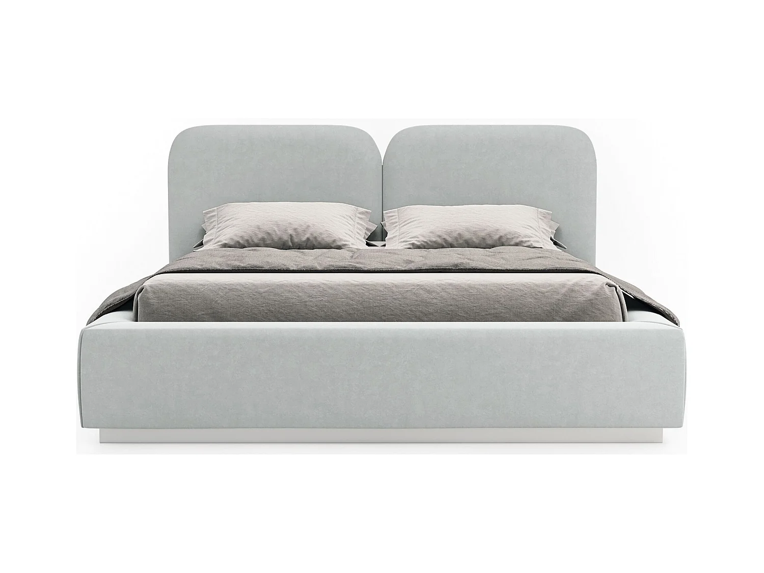 Lit tapissé avec LED 140×200 - velours - gris clair- COMOVES