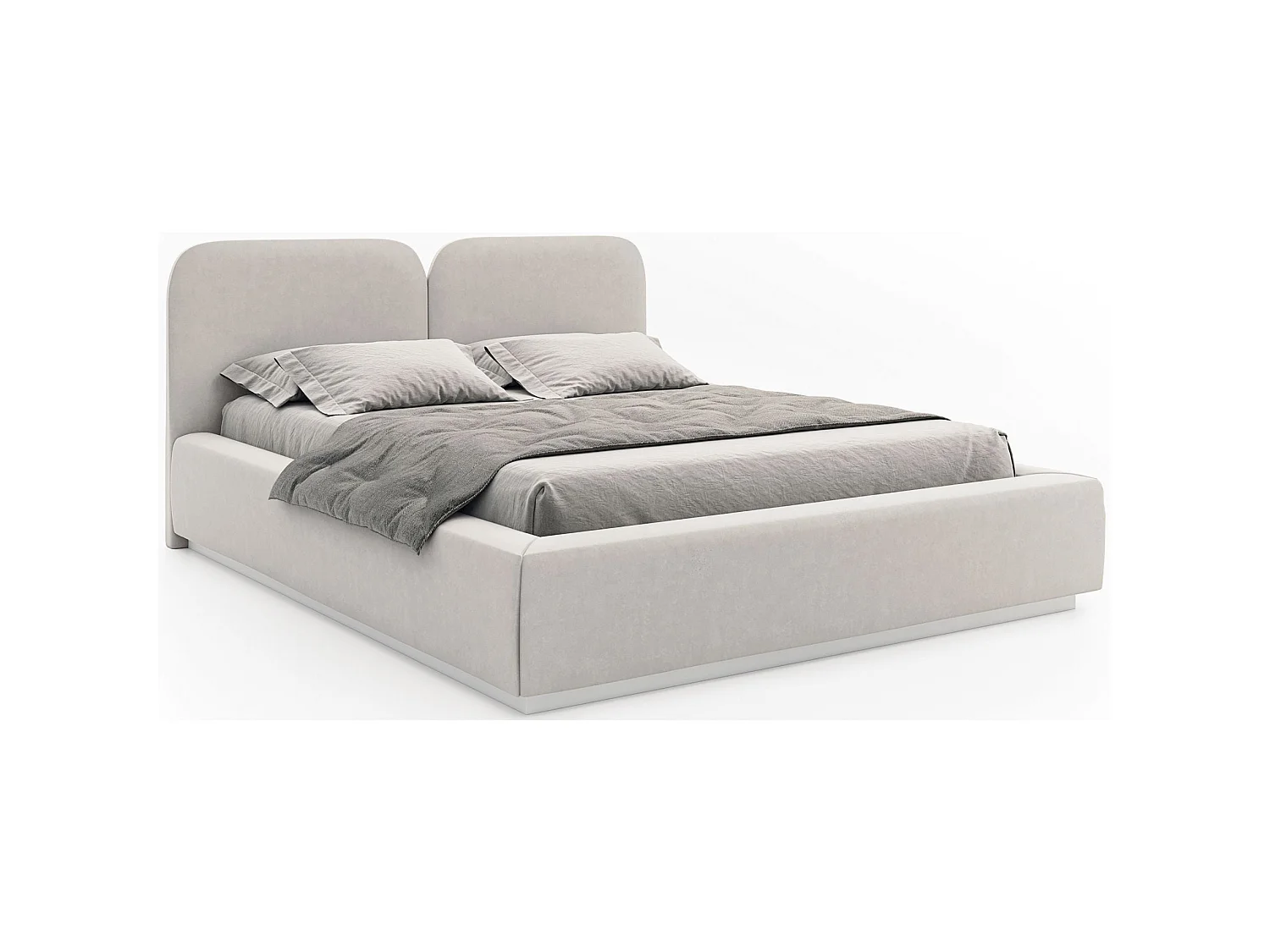 Lit tapissé avec LED 140×200 - velours - gris-beige - COMOVES