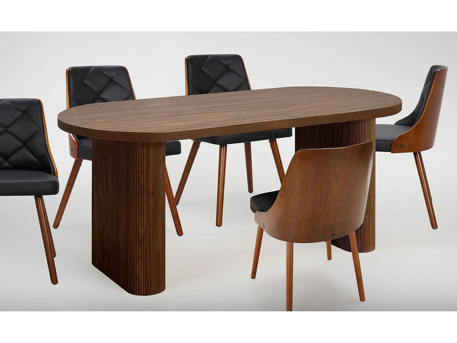 Table ovale Burundi avec pieds design style colonnes Bois Noyer