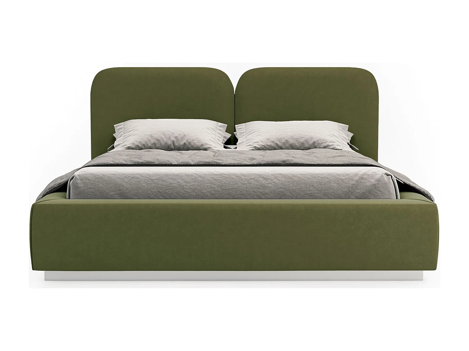 Lit tapissé avec LED 140×200 - velours - vert olive - COMOVES