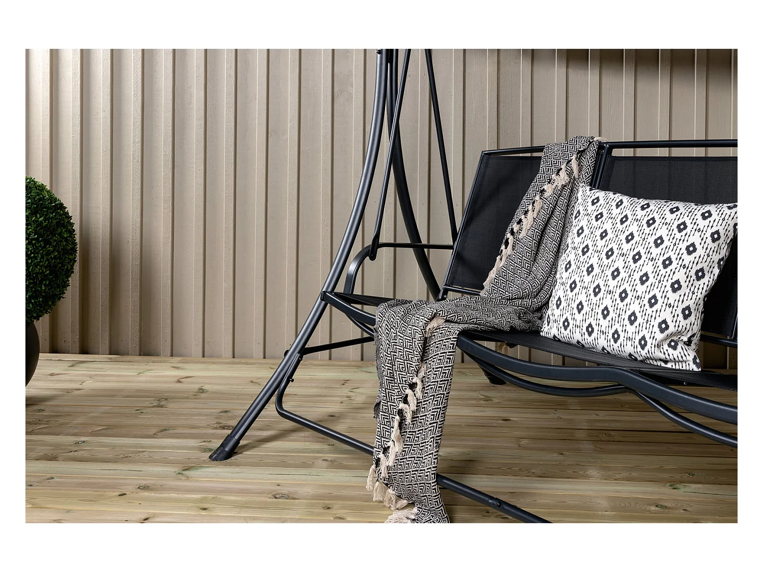 Madras hängendes Gartensofa 3 Pers. schwarz.