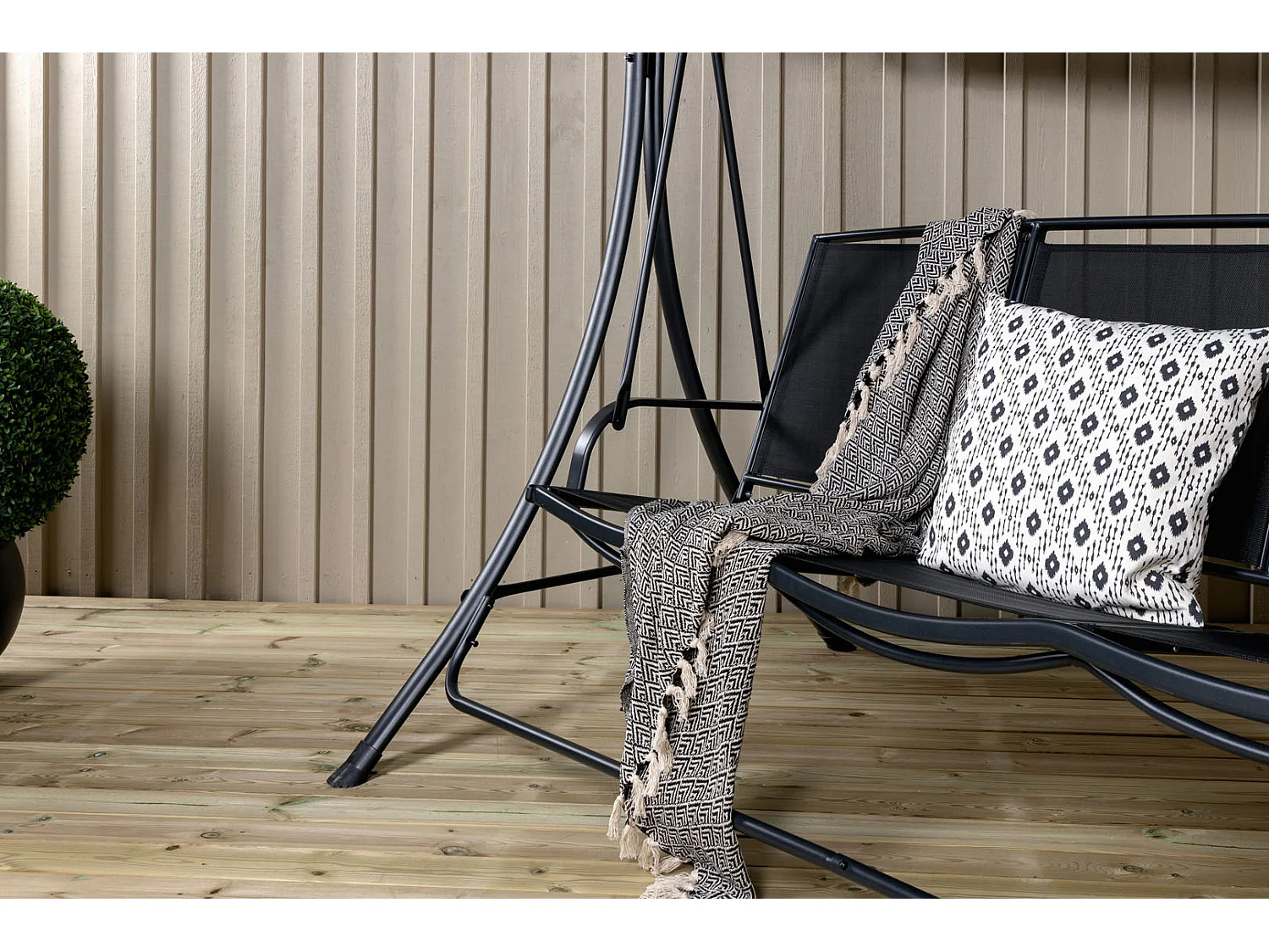 Balancelle de Jardin 3 Places "Madras" 160cm Noir