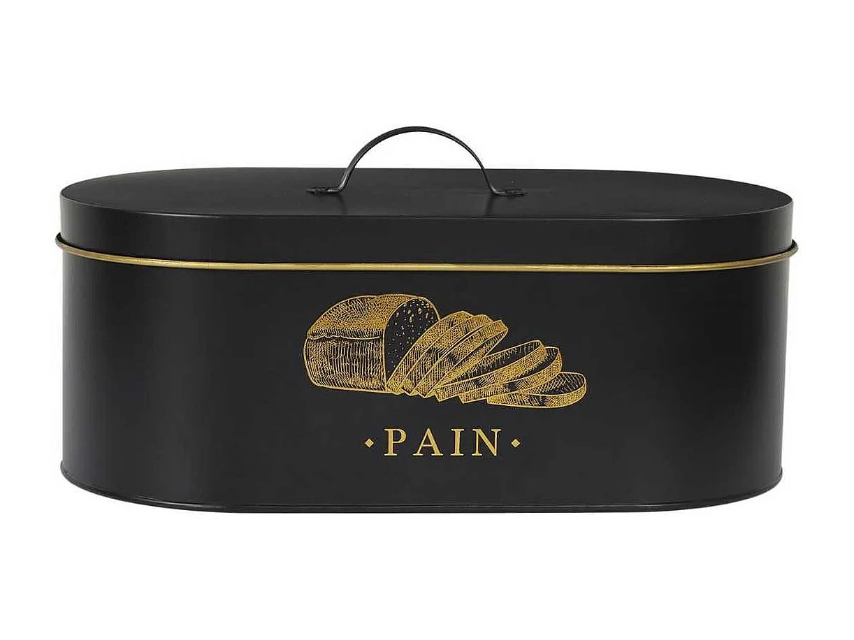 Boîte de rangement en métal noir et doré pour pain - LUXOR