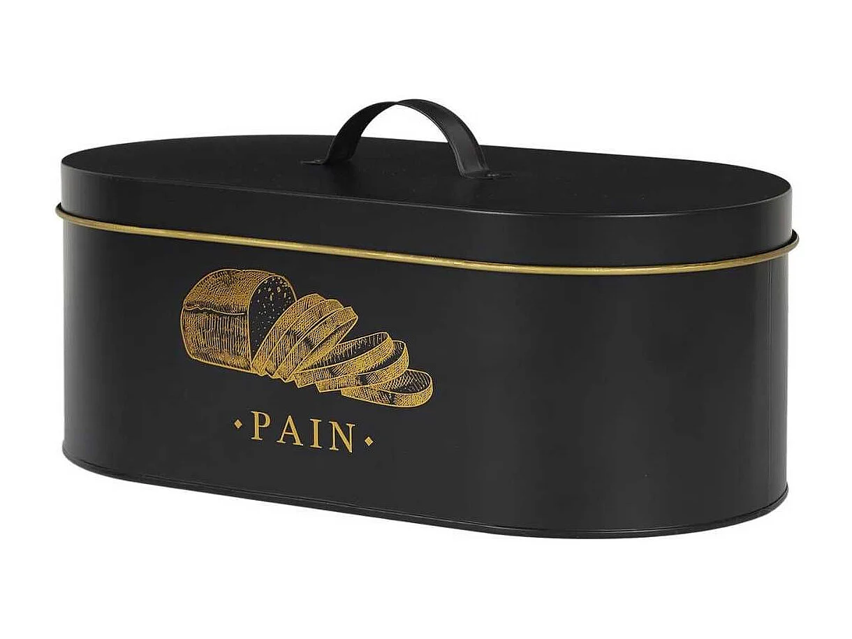 Boîte de rangement en métal noir et doré pour pain - LUXOR