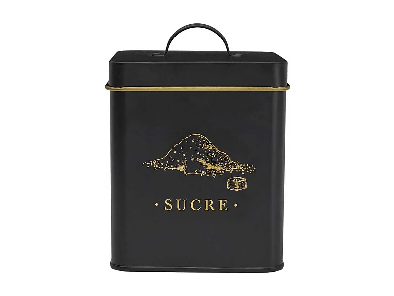 Boîte de rangement en métal noir et doré pour sucre - LUXOR