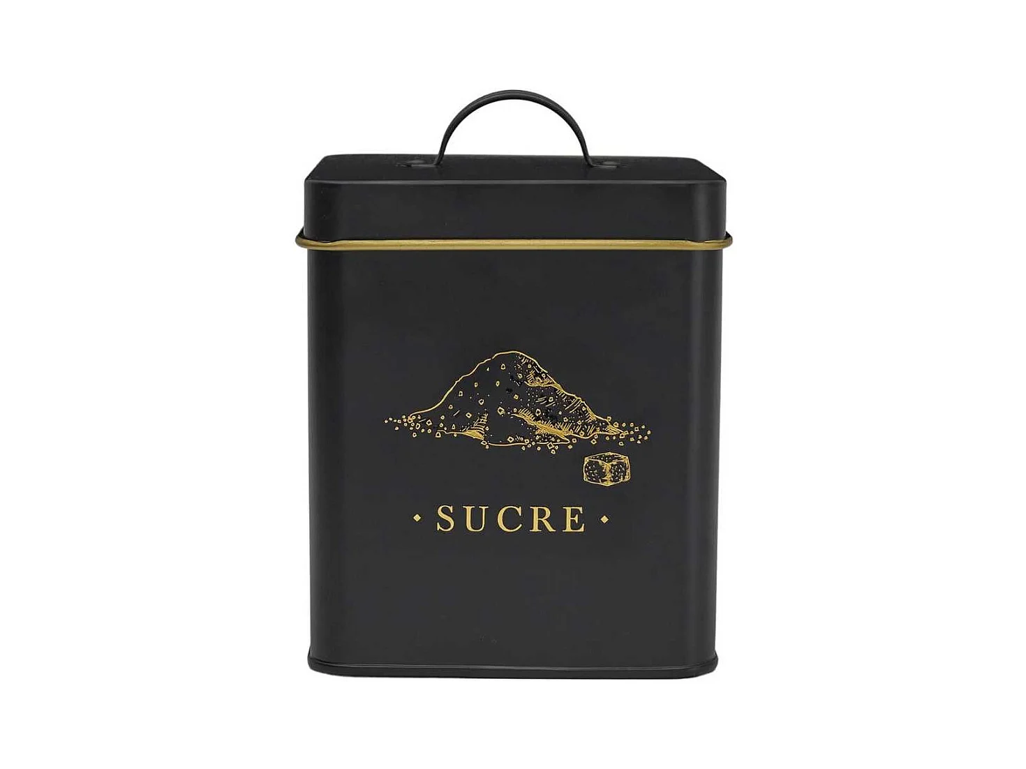 Boîte de rangement en métal noir et doré pour sucre - LUXOR