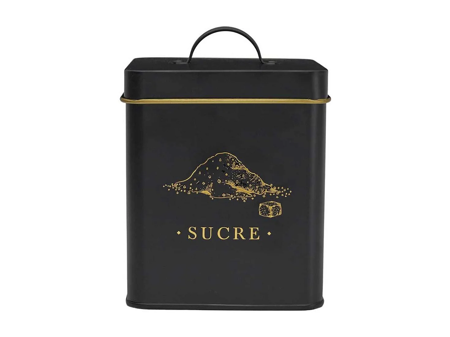 Boîte de rangement en métal noir et doré pour sucre - LUXOR