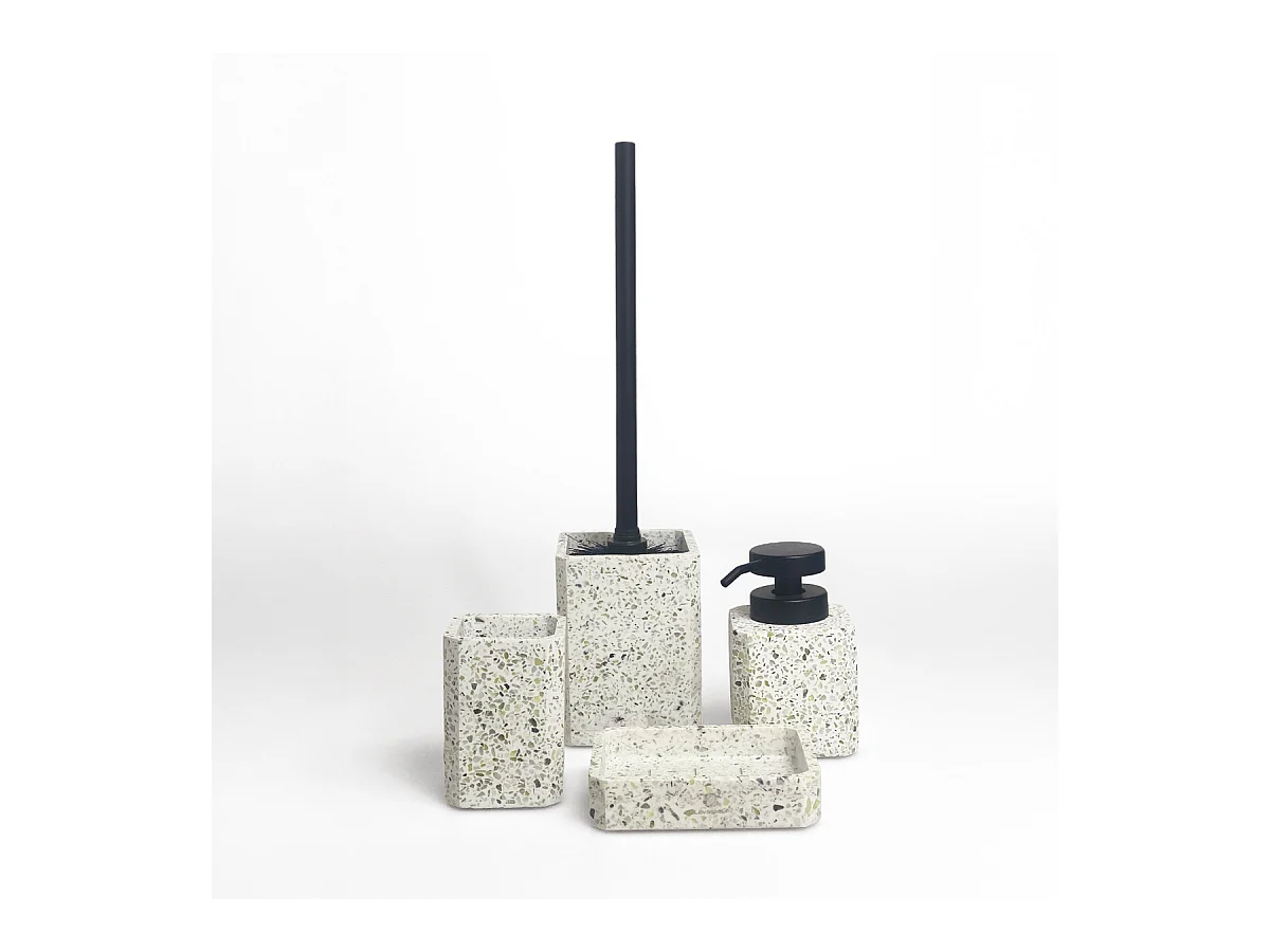 Set salle de bain terrazzo 4 pièces polyrésine vert