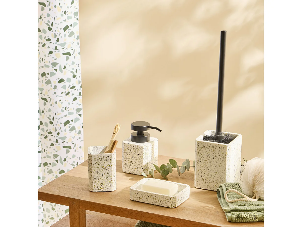 Set salle de bain terrazzo 4 pièces polyrésine vert
