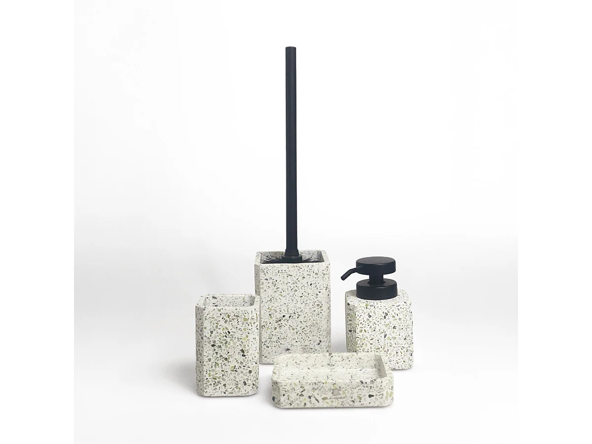 Set salle de bain terrazzo 4 pièces polyrésine vert