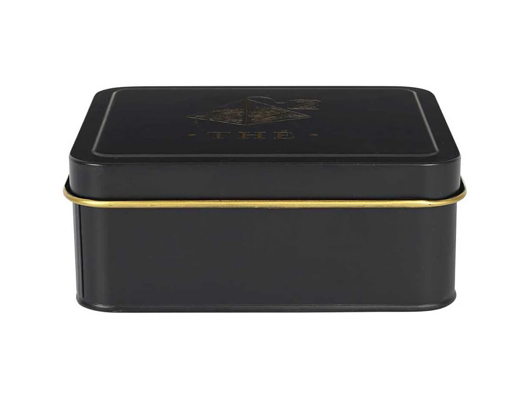Boîte de rangement en métal noir et doré pour sachet de thé - LUXOR