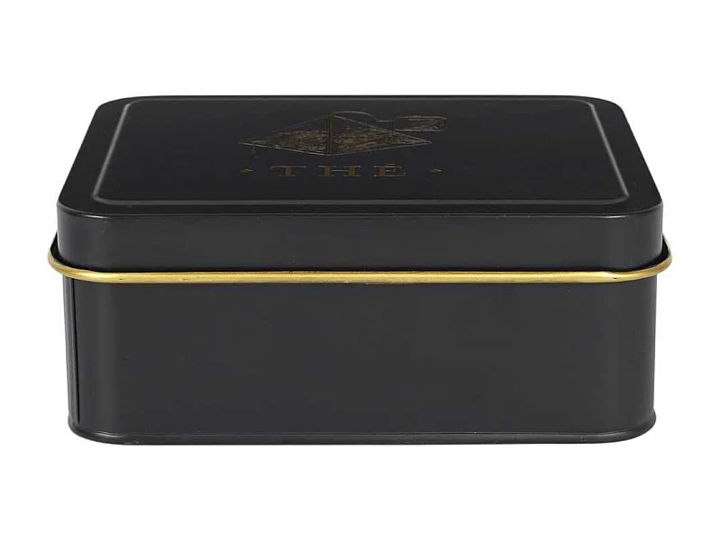 Boîte de rangement en métal noir et doré pour sachet de thé - LUXOR