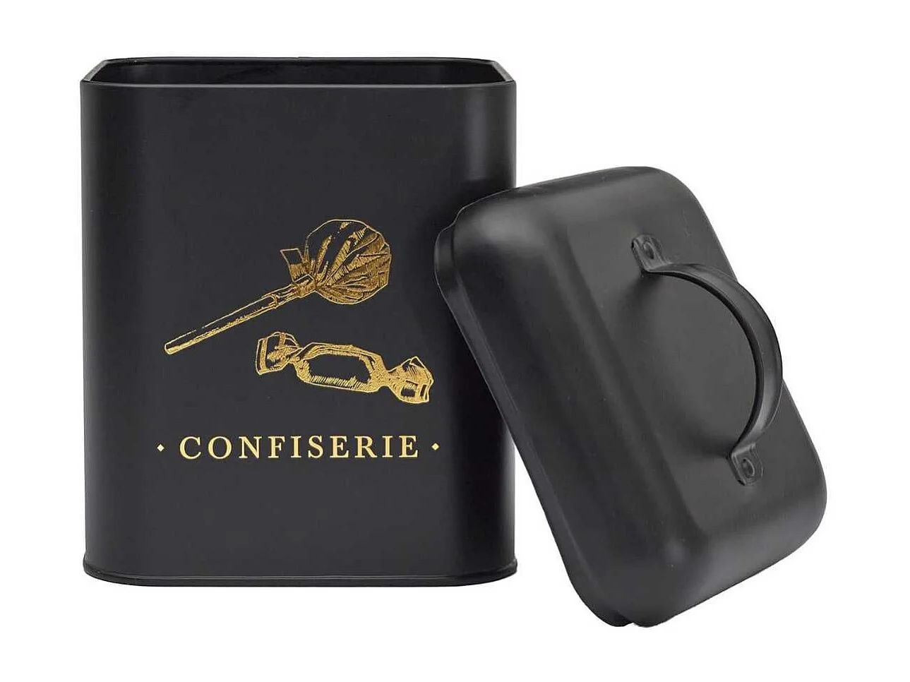 Boîte de rangement en métal noir et doré pour confiserie - LUXOR