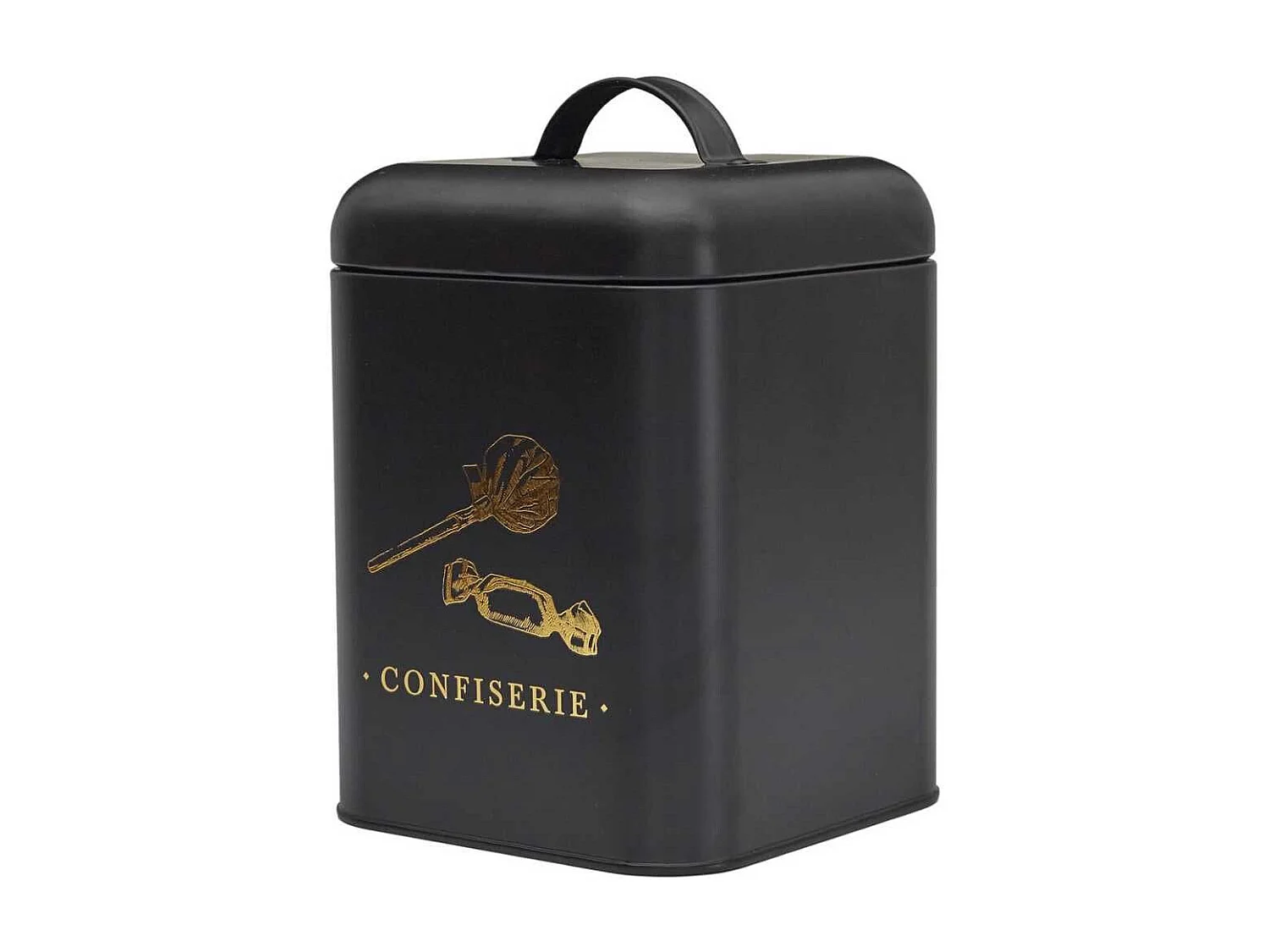 Boîte de rangement en métal noir et doré pour confiserie - LUXOR