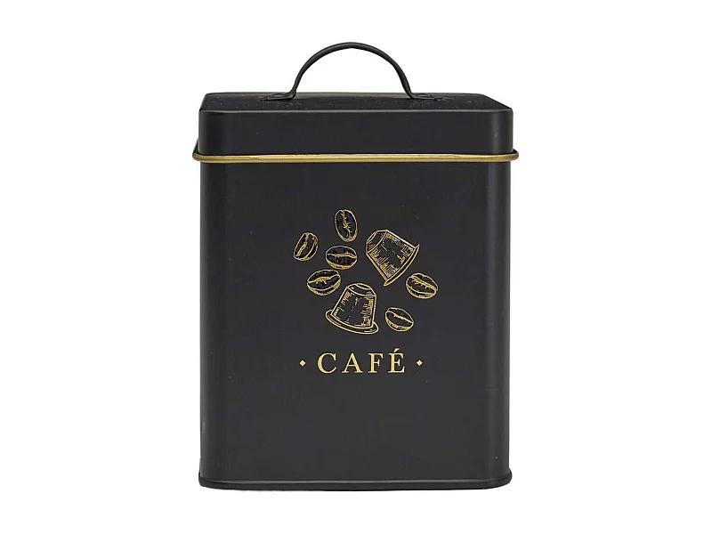 Boîte de rangement en métal noir et doré pour café - LUXOR
