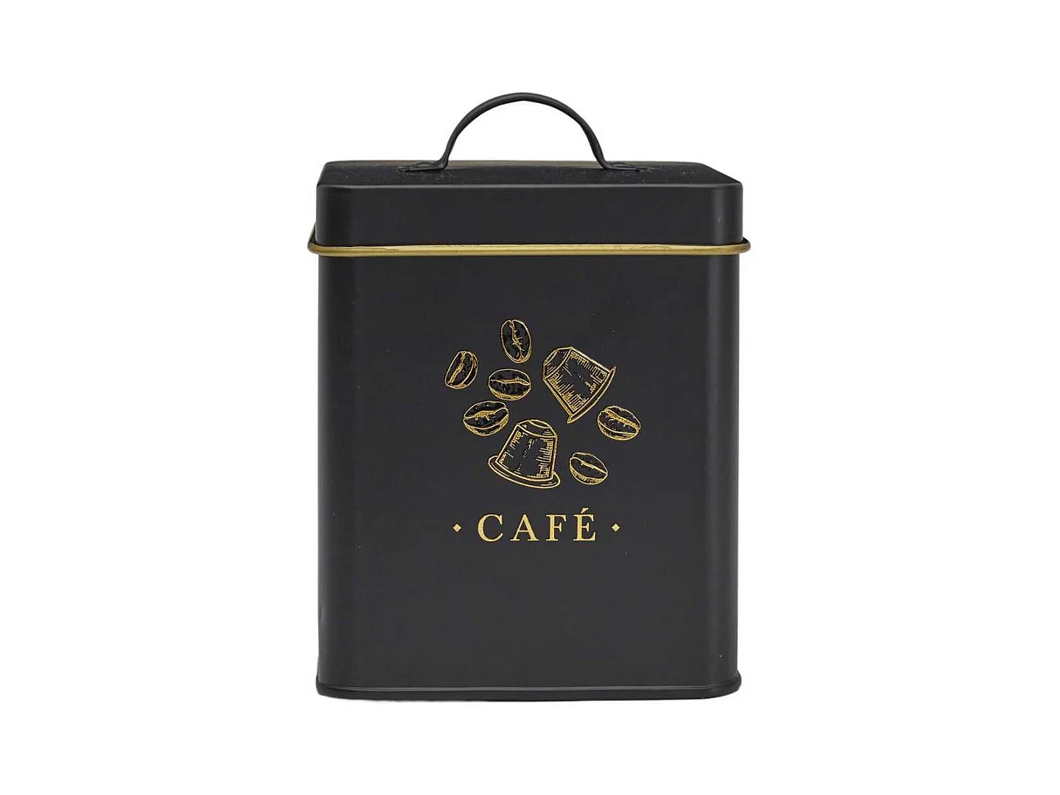 Boîte de rangement en métal noir et doré pour café - LUXOR