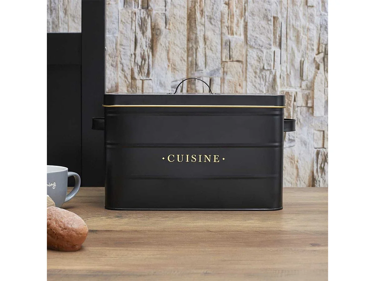 Boîte de rangement en métal noir et doré pour cuisine - LUXOR