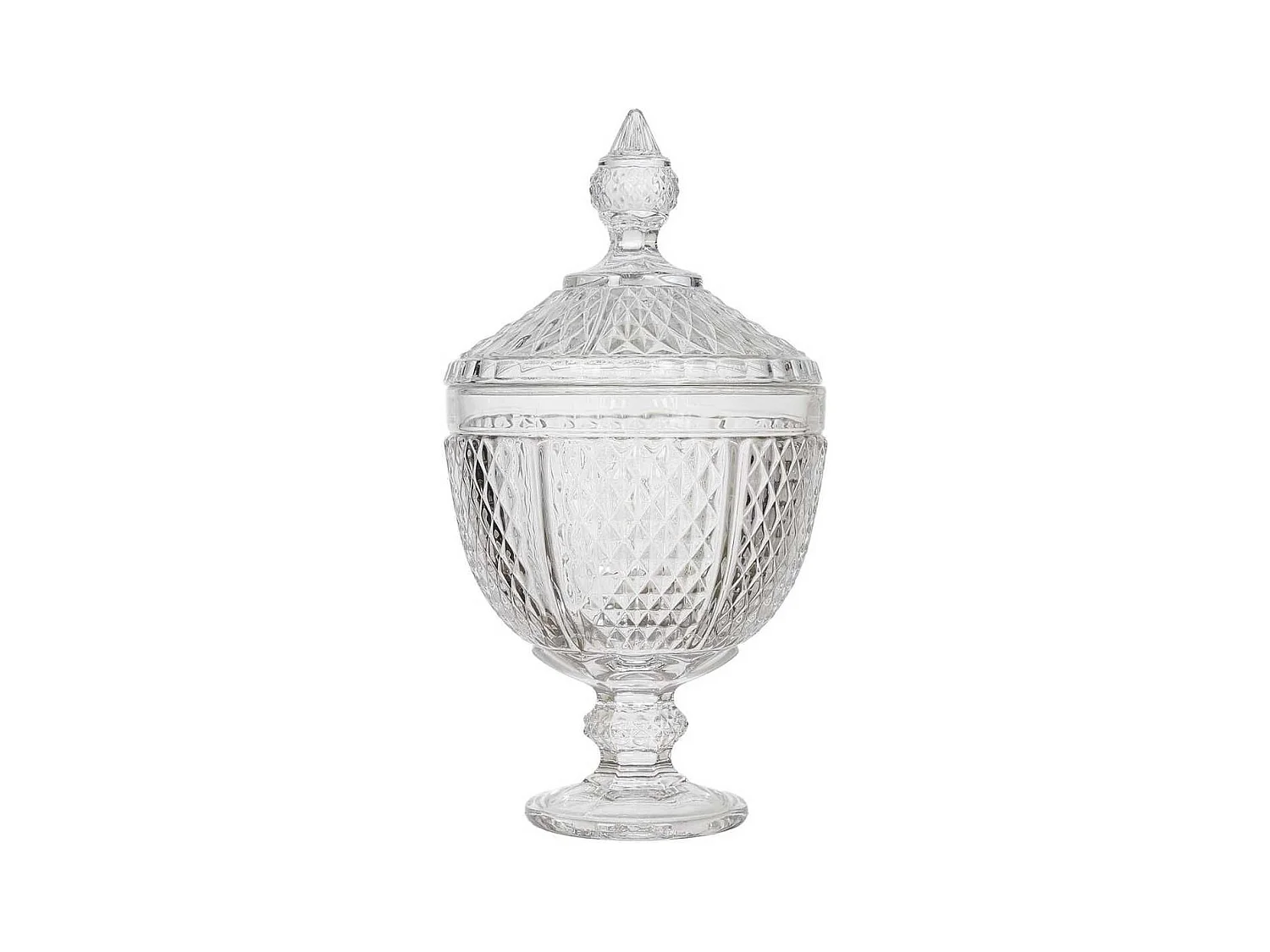 Bonbonnière en verre style diamant H31 cm
