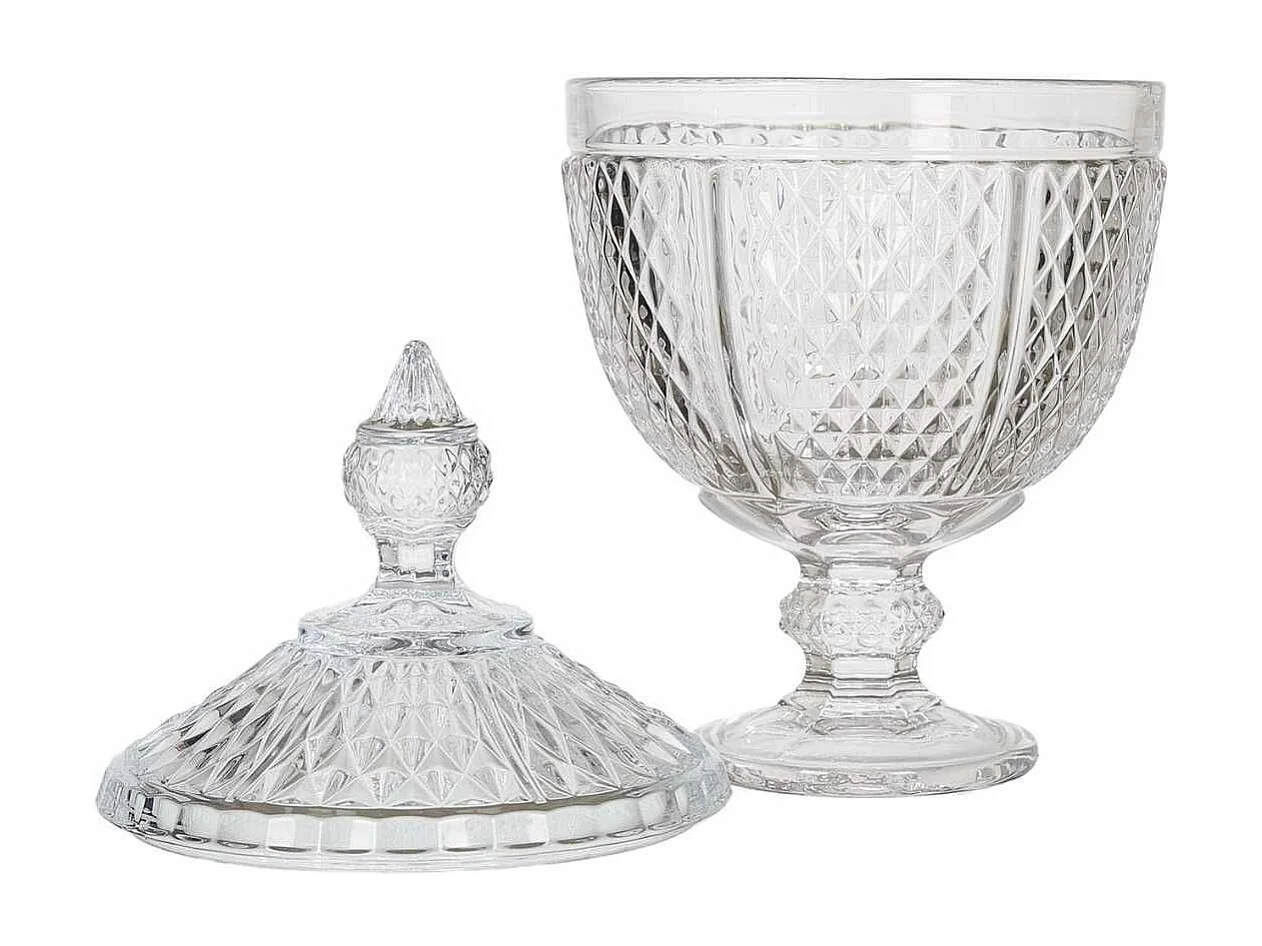 Bonbonnière en verre style diamant H31 cm