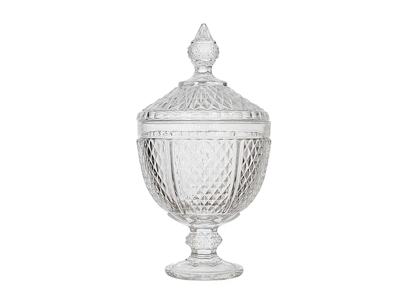 Bonbonnière en verre style diamant H31 cm