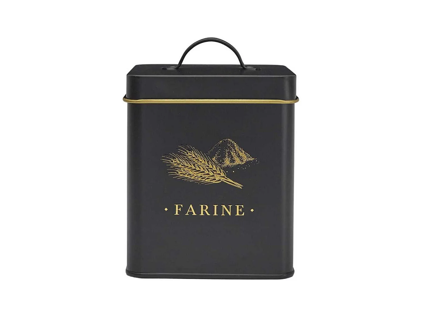 Boîte de rangement en métal noir et doré pour farine - LUXOR