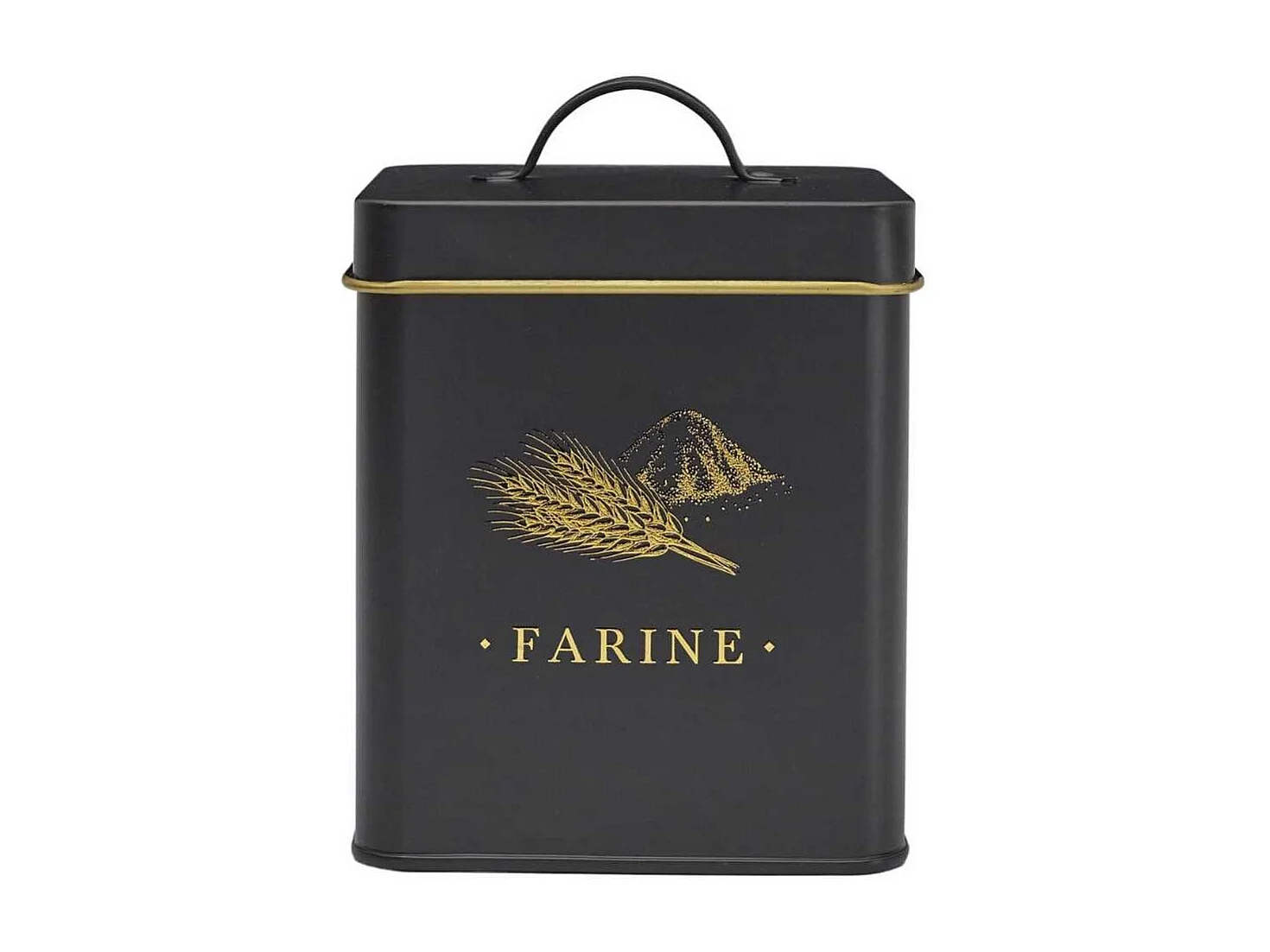 Boîte de rangement en métal noir et doré pour farine - LUXOR