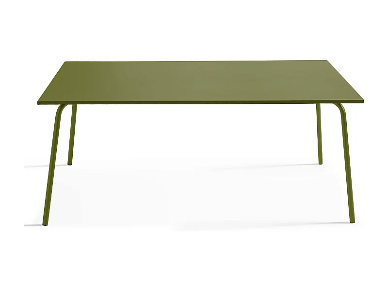 Table de jardin rectangulaire en métal vert kaki - Palavas