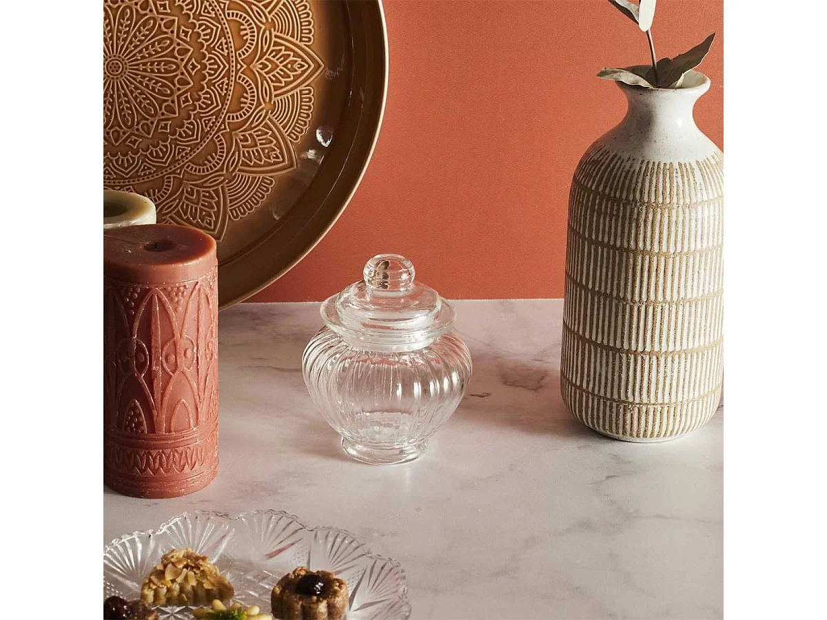 Bonbonnière en verre arrondi transparent Ø10cm